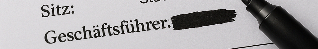 GF Eintrag im Handelsregister mit geschwärztem Geschäftsführer – Symbolbild für strafrechtliche Verantwortlichkeit bei § 266a StGB